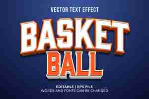 Vecteur gratuit effet de texte de sport de basket-ball modifiable