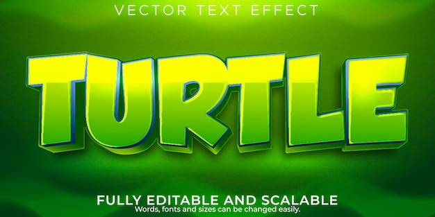 Effet de texte tortue, style de texte vert et tropique modifiable