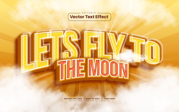 Effet de texte vectoriel 3D Fly to the Moon