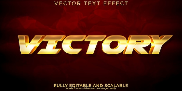 Vecteur gratuit effet de texte de la victoire style de texte élégant et brillant modifiable