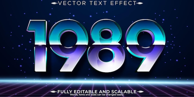 Vecteur gratuit effet de texte vintage des années 80 modifiable style de texte rétro futur et cyberespace