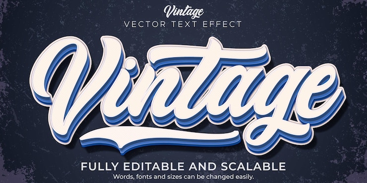 Vecteur gratuit effet de texte vintage modifiable rétro et ancien style de texte