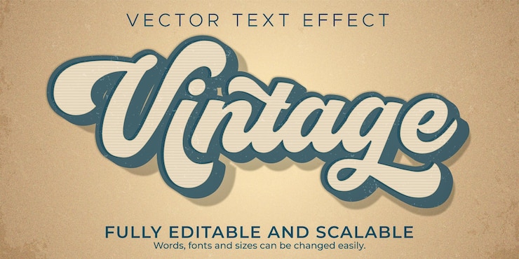 Vecteur gratuit effet de texte vintage style de texte rétro et ancien modifiable