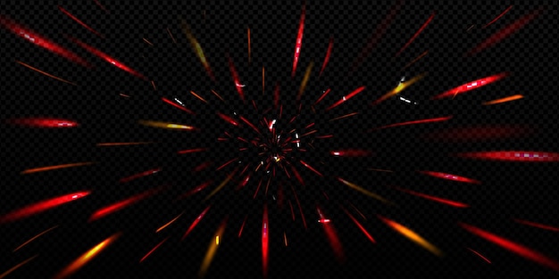 Vecteur gratuit effet de zoom avec mouvement de vitesse d'étincelles de néon rouge