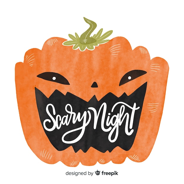 Vecteur gratuit effrayant nuit halloween lettrage