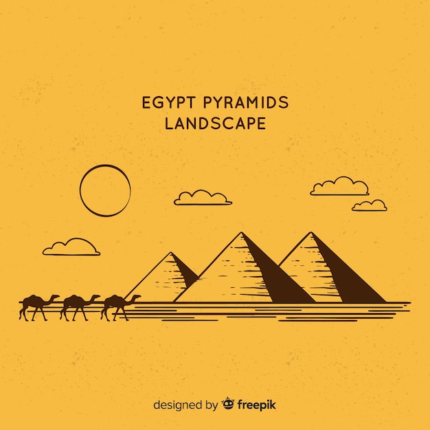 Vecteur gratuit egypte fond avec paysage en design plat