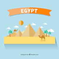 Vecteur gratuit egypte paysage design plat