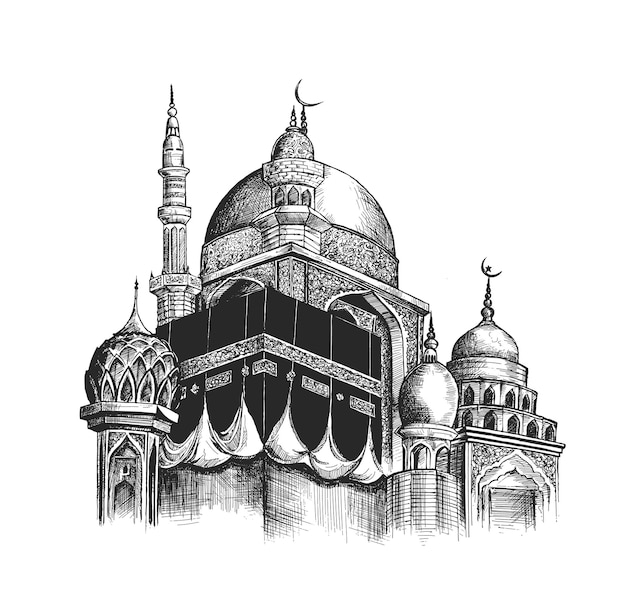 Vecteur gratuit eid al adha moubarak ramadan kareem mosquée ou masjid illustration vectorielle