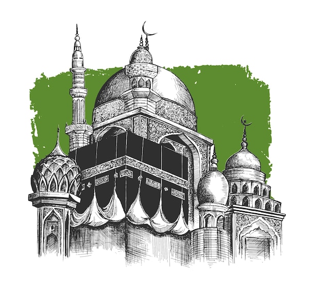 Eid Al Adha Moubarak Ramadan Kareem Mosquée Ou Masjid Illustration Vectorielle