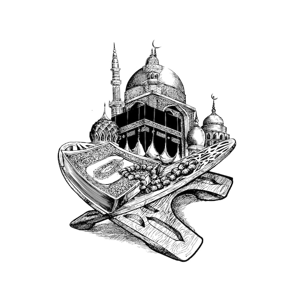 Vecteur gratuit eid al adha mubarak ramadan kareem texte illustration vectorielle