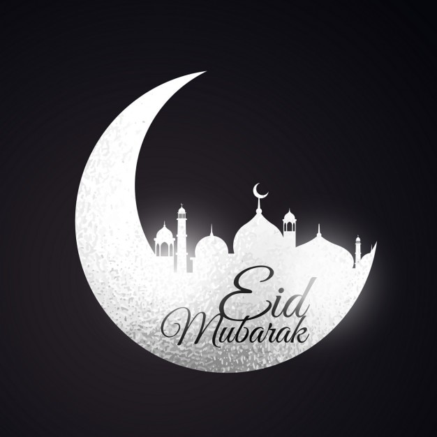 Eid Festival De Fond Avec La Lune Et La Mosquée