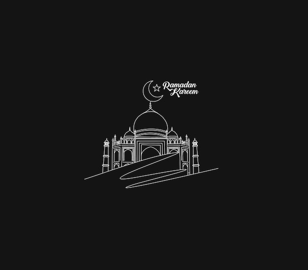 Eid Mubarak Célébration Calligraphie Lettrage élégant Ramadan Kareem Texte Lune avec Mosquée Illustration vectorielle