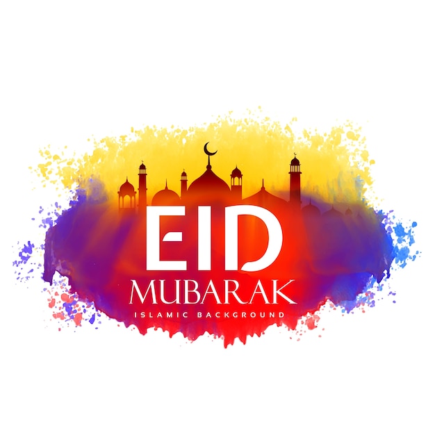 Vecteur gratuit eid mubarak design créatif avec effet aquarelle