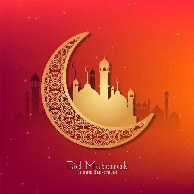 Eid Mubarak Festival Croissant De Lune Salutation Vecteur De Fond