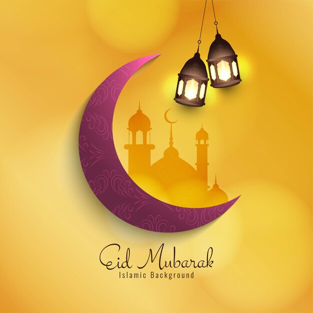 Eid Mubarak festival islamique jaune