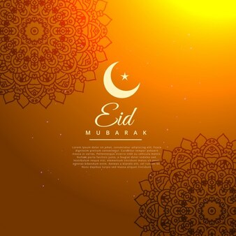 Eid mubarak fond d'or avec un croissant de lune