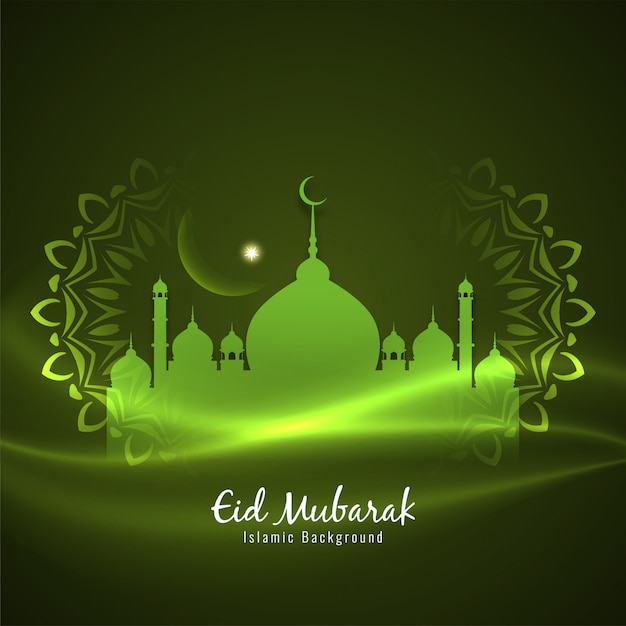 Eid Mubarak fond vert décoratif islamique