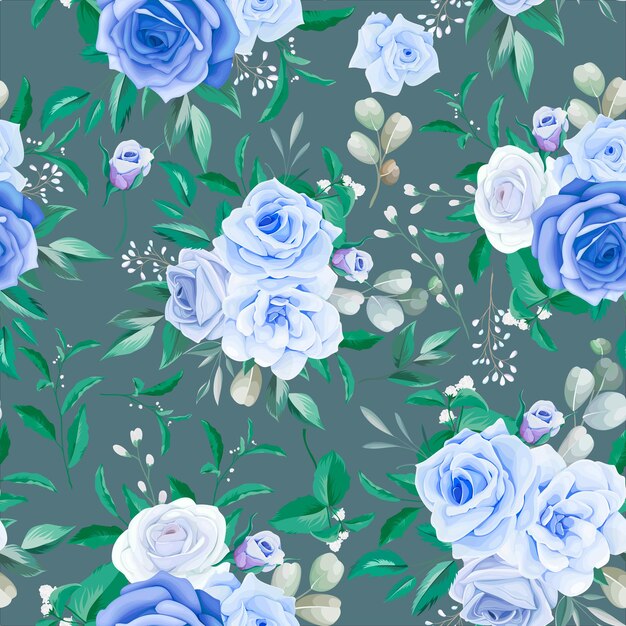 élégant cadre floral modèle sans couture fleur bleue