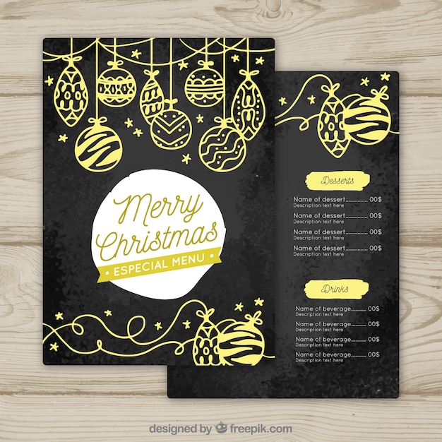 Élégant Menu De Noël Avec Des Dessins D'or