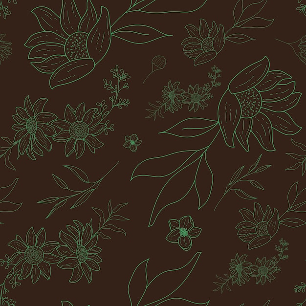 Élégant Motif Floral Contour Sans Couture