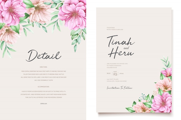 Élégant Thème D'invitation De Mariage De Fleur De Cerisier