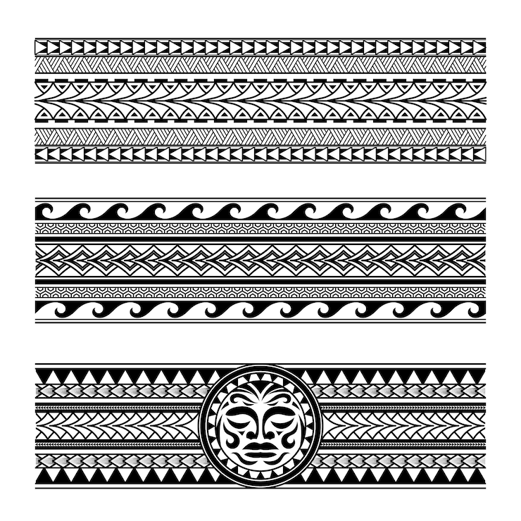 Vecteur gratuit élément de bordure de tatouage maori dessiné à la main