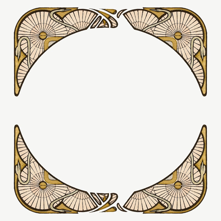 Vecteur gratuit élément de cadre art nouveau, remixé des œuvres d'art d'alphonse maria mucha