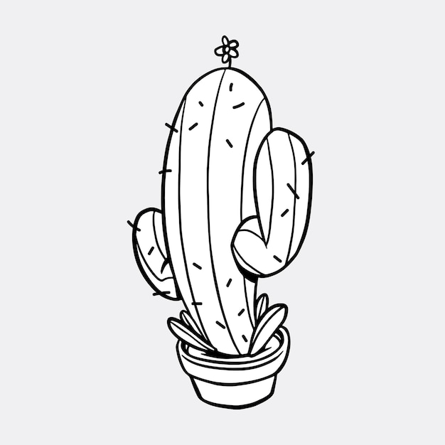 Vecteur gratuit Élément de conception de cactus saguaro noir et blanc