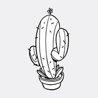 Vecteur gratuit Élément de conception de cactus saguaro noir et blanc