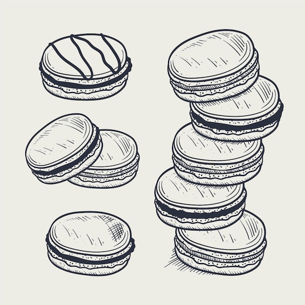 Vecteur gratuit Élément de dessin macaron dessiné à la main