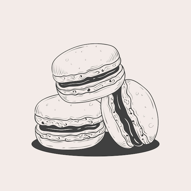 Vecteur gratuit Élément de dessin macaron dessiné à la main