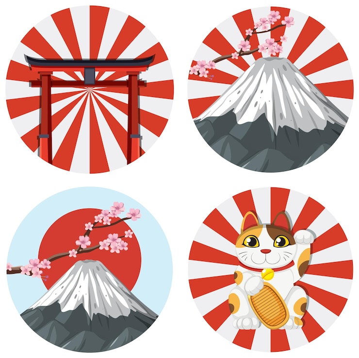 Vecteur gratuit élément et icône du japon
