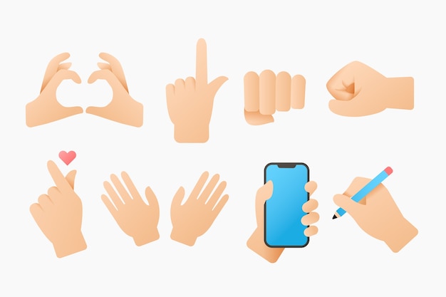 Vecteur gratuit Élément mains emoji dégradé
