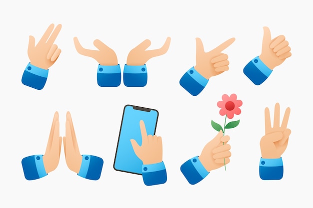 Vecteur gratuit Élément mains emoji dégradé