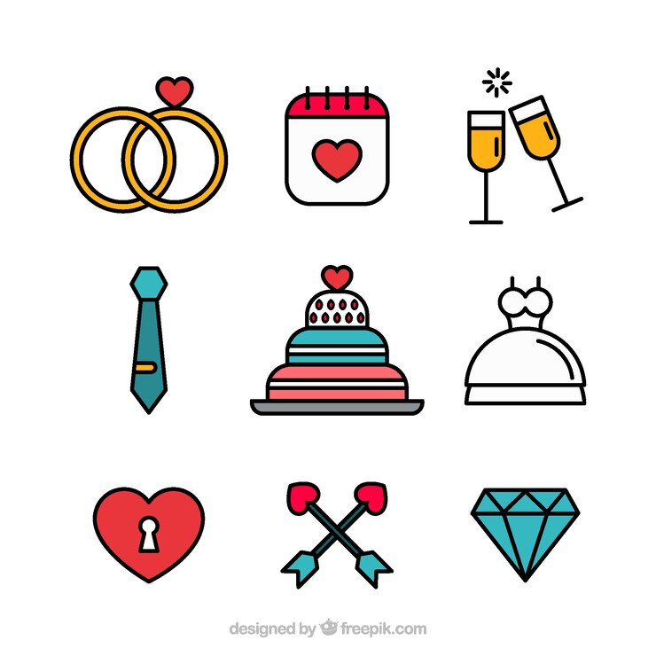 Vecteur gratuit élément de mariage design plat
