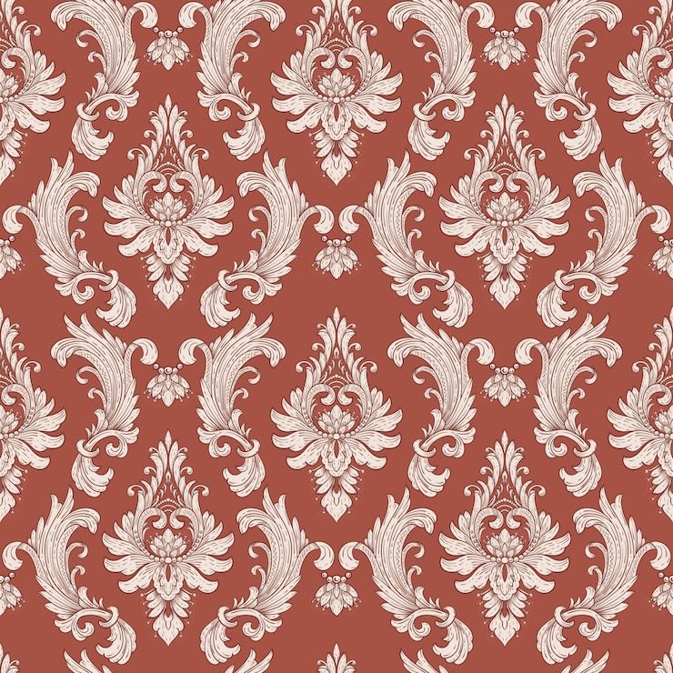 Vecteur gratuit élément de modèle sans couture damassé. ornement de damassé à l'ancienne de luxe classique de vecteur, texture transparente victorienne royale pour papiers peints, textile, emballage. modèle baroque floral exquis vintage.