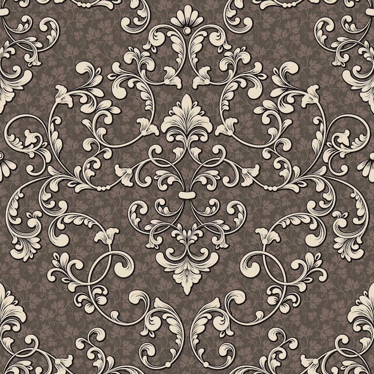 Vecteur gratuit élément de motif sans couture en damasque vector ornement floral en damasques illustration vintage