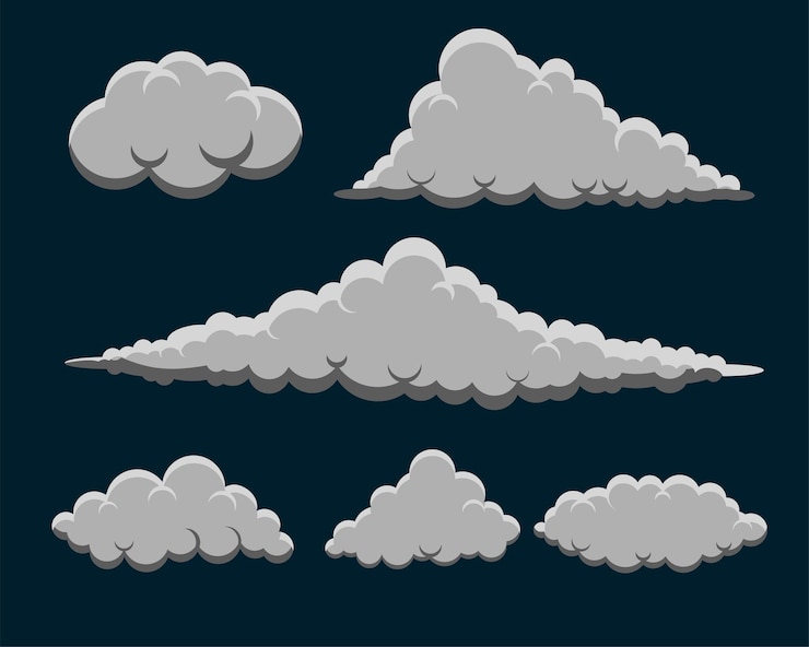 Vecteur gratuit élément de nuages duveteux de style bande dessinée dans l'ensemble