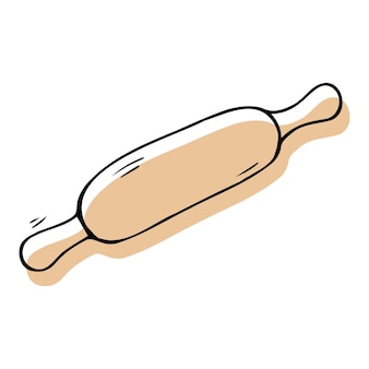 Élément d'ustensiles de cuisine doodle dessinés à la main de rouleau à pâtisserie outils et appareils de cuisine pour la cuisine