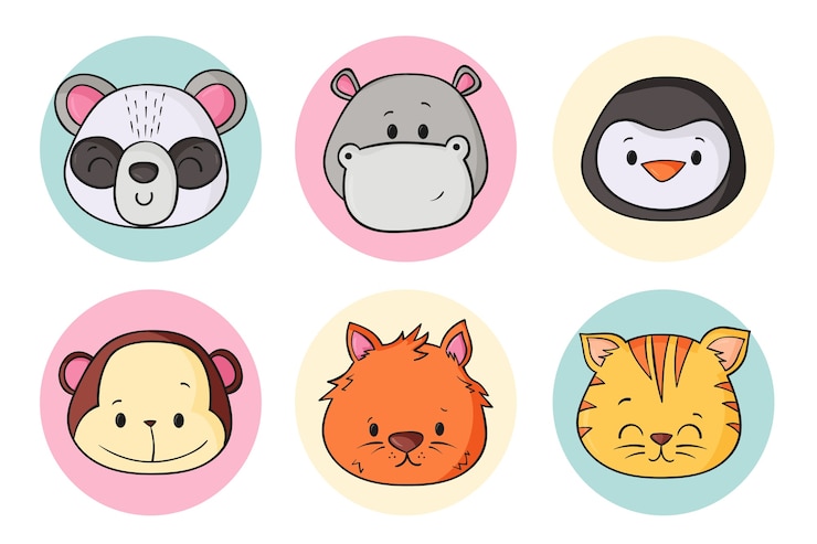 Vecteur gratuit éléments d'avatar animal dessinés à la main