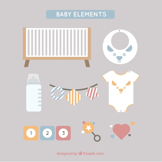 Éléments De Bébé Fantastiques En Design Plat