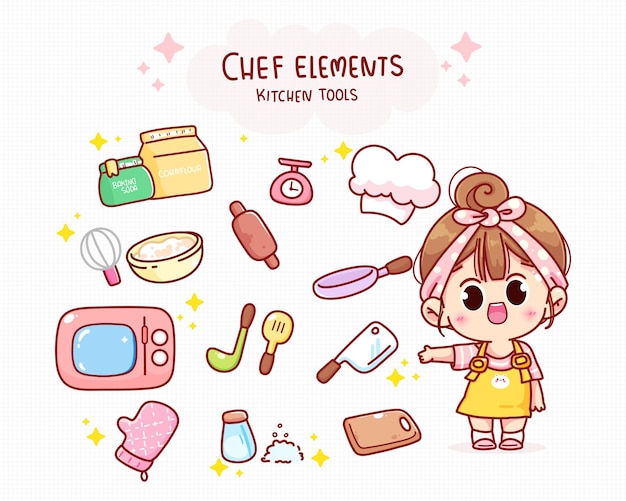 Éléments De Chef Et De Cuisine Mignons