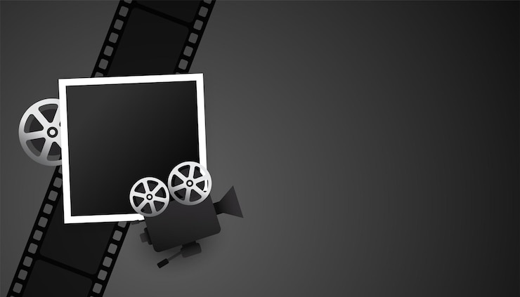 Vecteur gratuit éléments de cinéma réalistes sur fond noir avec espace de texte