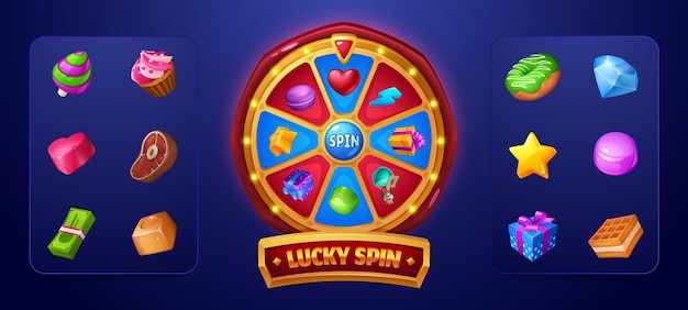 Vecteur gratuit Éléments de conception du jeu lucky spin