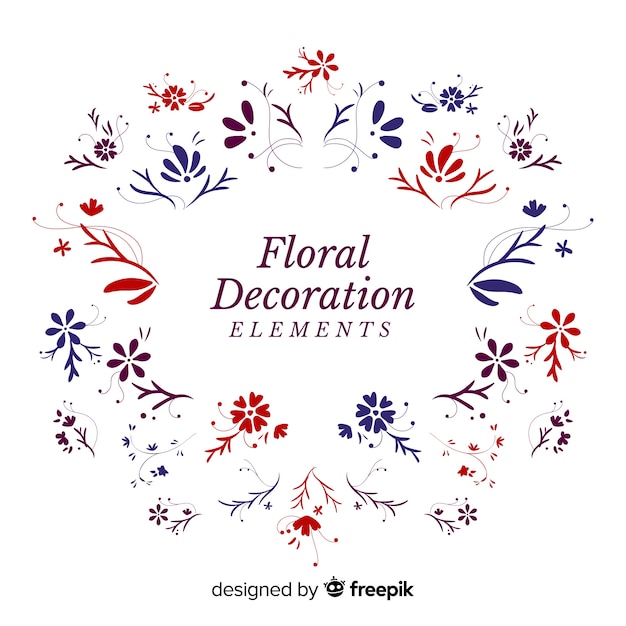 Vecteur gratuit Éléments de décoration florale dessinés à la main