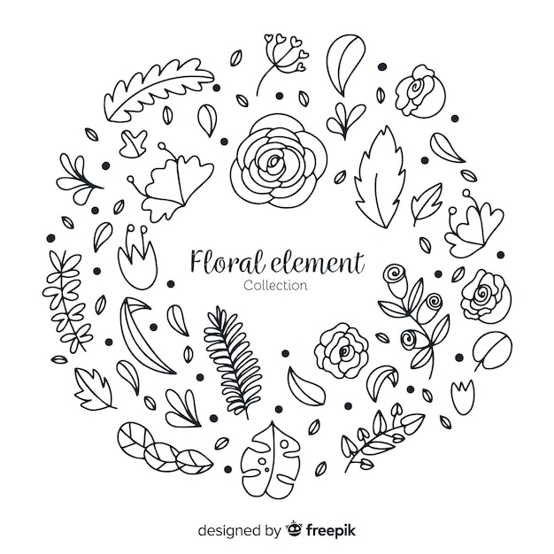 Éléments De Décoration Florale Dessinés à La Main