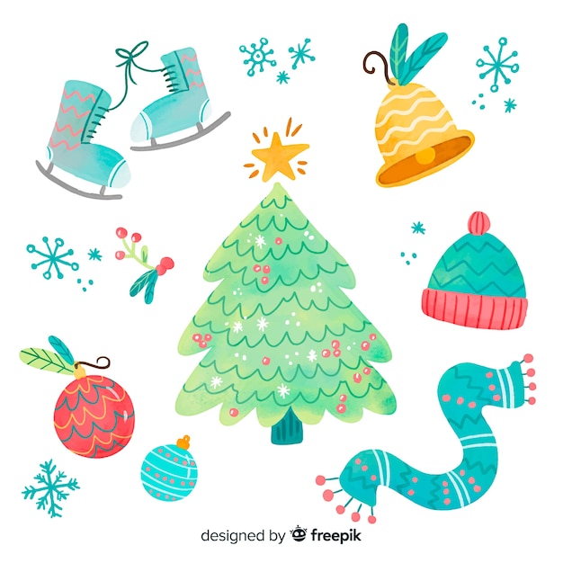 Éléments dessinés à la main de Noël