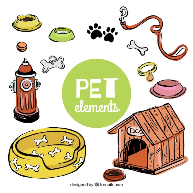 Vecteur gratuit Éléments dessinés à la main pour votre animal de compagnie