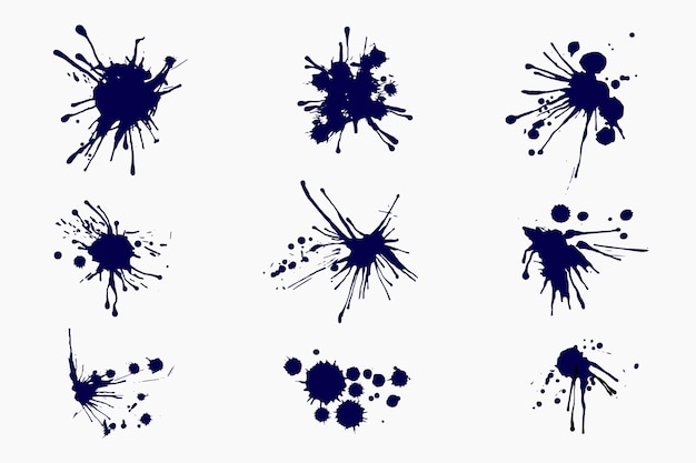 Vecteur gratuit Éléments d'éclaboussure d'encre design plat