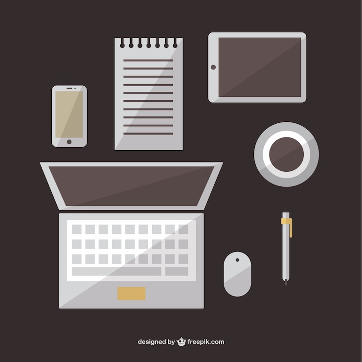 Vecteur gratuit éléments graphiques libre à plat de bureau